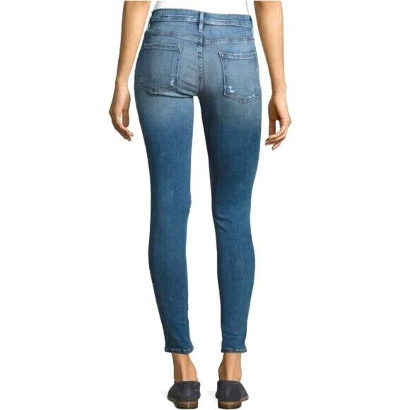 Frame‎ Denim Le Skinny de Jeanne Jeans Distressed Blue Light Wash Womens 25 - Picture 2 of 14